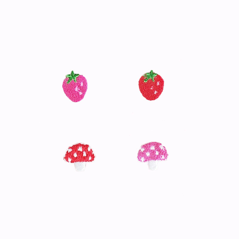 草莓蘑菇刺绣布贴小号发卡娃娃衣服装饰swich壳手账DIY包包贴熨烫,淘宝优惠券,粉丝福利购,淘宝优惠卷