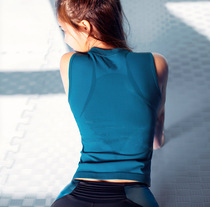 Sports vest female fitness T-shirt seamless knit long running blouse close-fitting soft yoga suit sleeveless vest