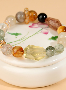 天然水晶伊能静女同款多宝手链几何手串时尚原创网络爆款饰品