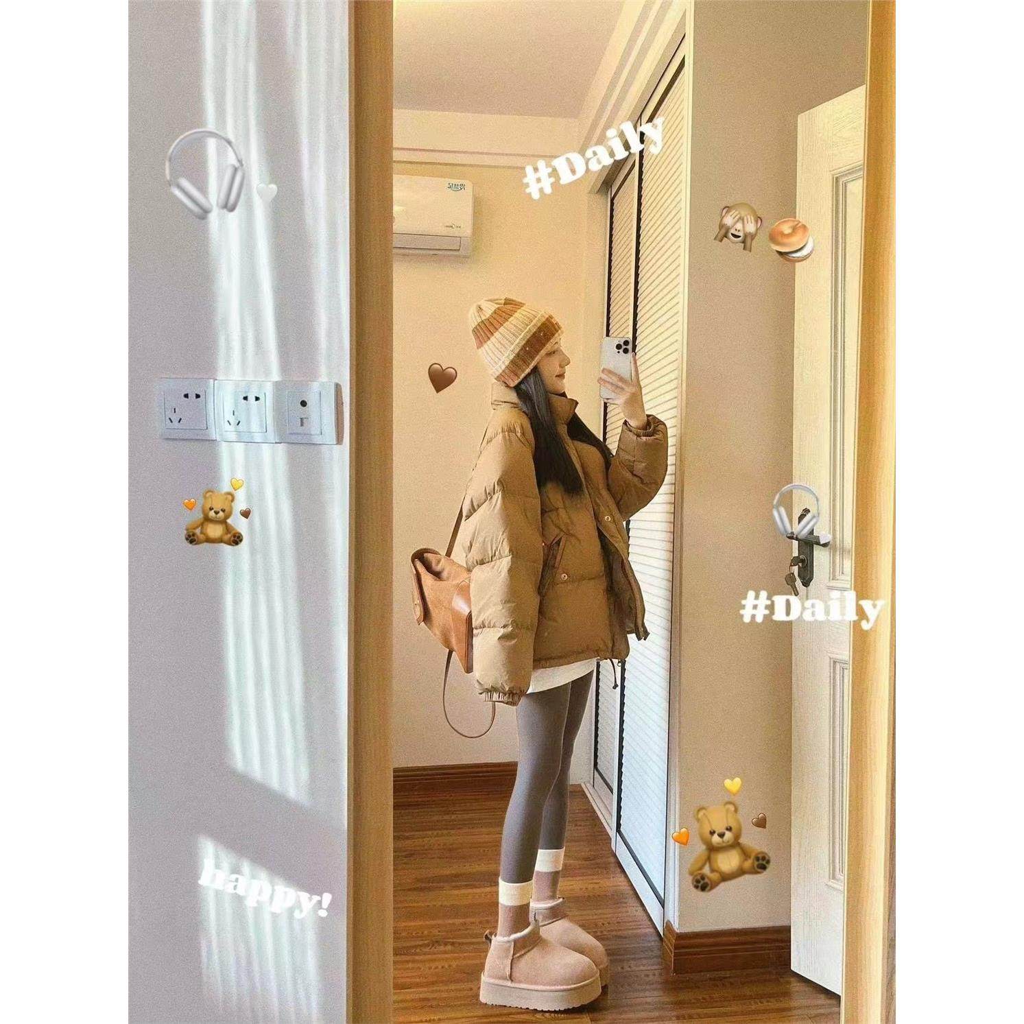 韩系ootd穿搭短款棉袄面包服棉衣女冬季韩版百搭立领加厚棉服外套,淘宝优惠券,粉丝福利购,淘宝优惠卷