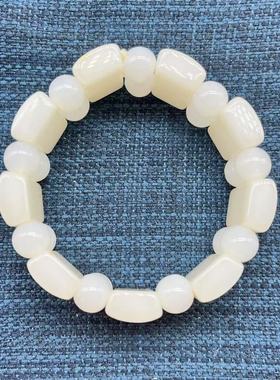 白色六字真言精美单圈手串