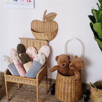 ins Nordic manual rattan choreography apple containing basket wall-mounted containing basket wall decoration shooting props contain baskets