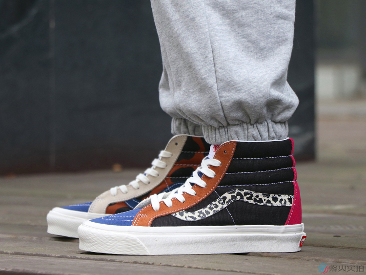 烽火 VANS SK8-HI 安纳海姆 豹纹拼色高帮板鞋帆布鞋 VN0A5KRI96M