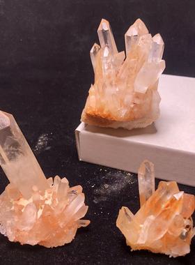 天然水晶簇原石矿标摆件 家居装饰原生态观赏石白水晶簇晶花