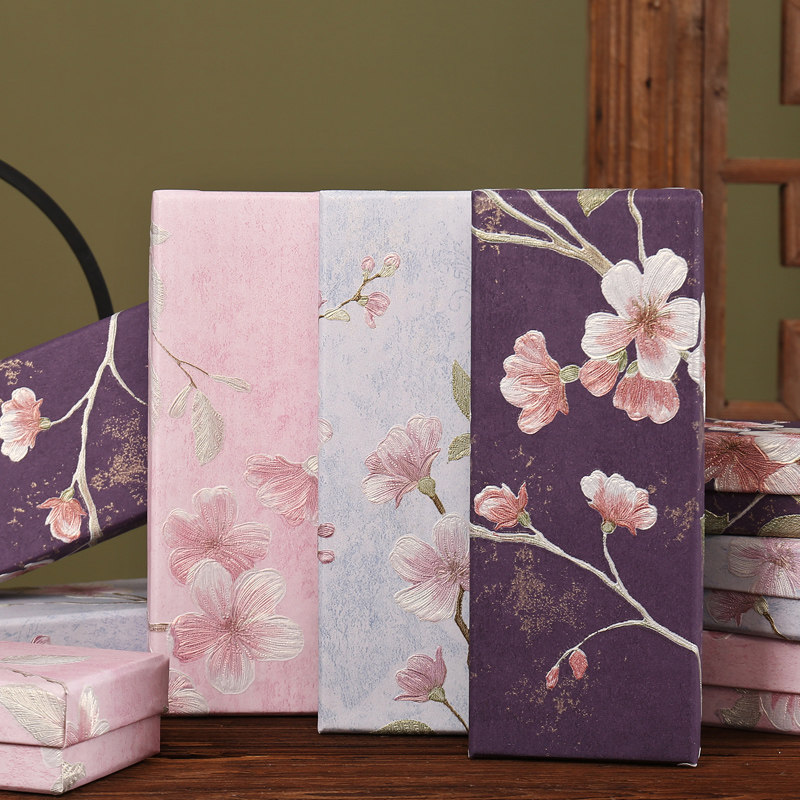 高级感桃花礼盒中国古风宋锦发夹收纳盒绒花发簪胸针饰品包装纸盒,淘宝优惠券,粉丝福利购,淘宝优惠卷