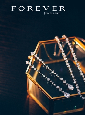 新娘颈链锁骨链锆石结婚项链女闪