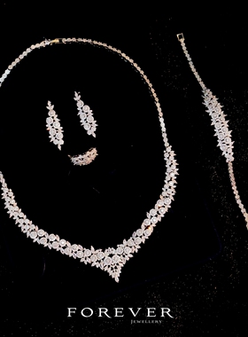 奢华微镶锆石超闪新娘婚礼项链女