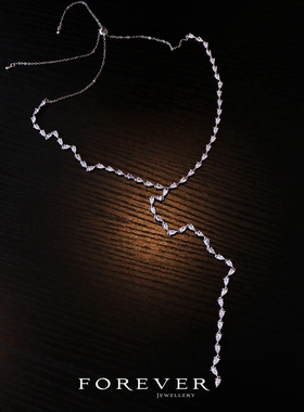 女士抽拉显瘦长款V型可调节项链