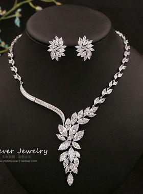 奢华大气风项链耳环吊坠晚宴锆石