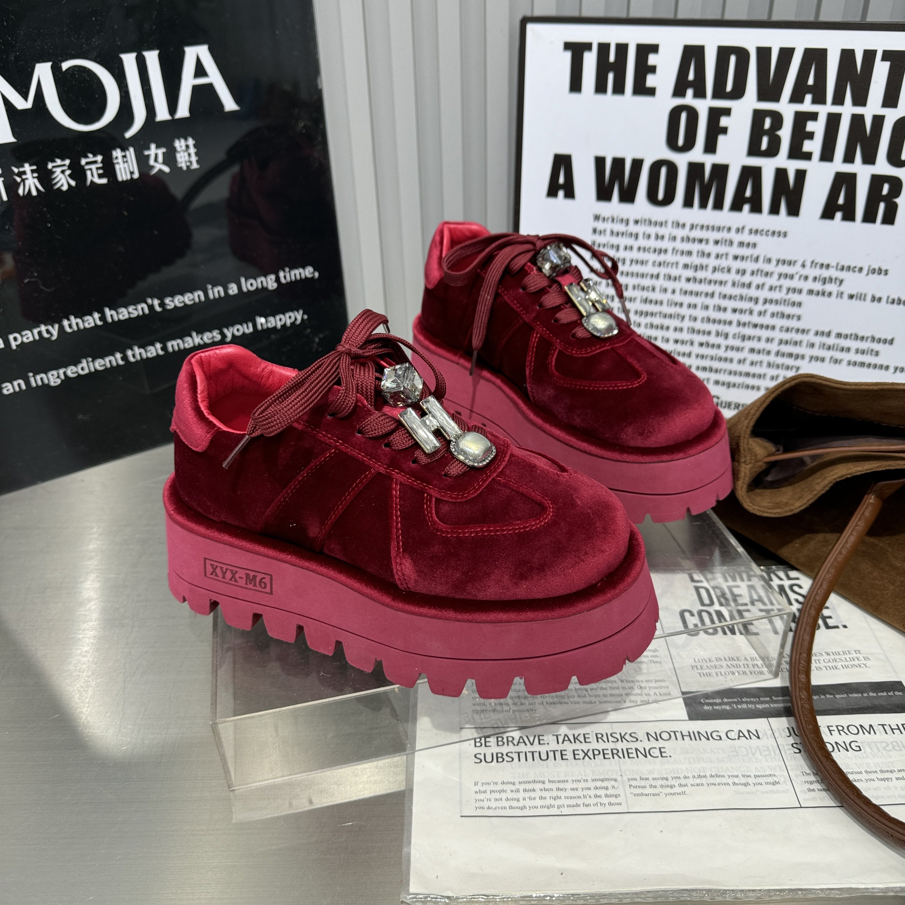 2026春季新款金丝绒水钻亮钻厚底增高百搭休闲女鞋单鞋乐福鞋潮鞋,淘宝优惠券,粉丝福利购,淘宝优惠卷