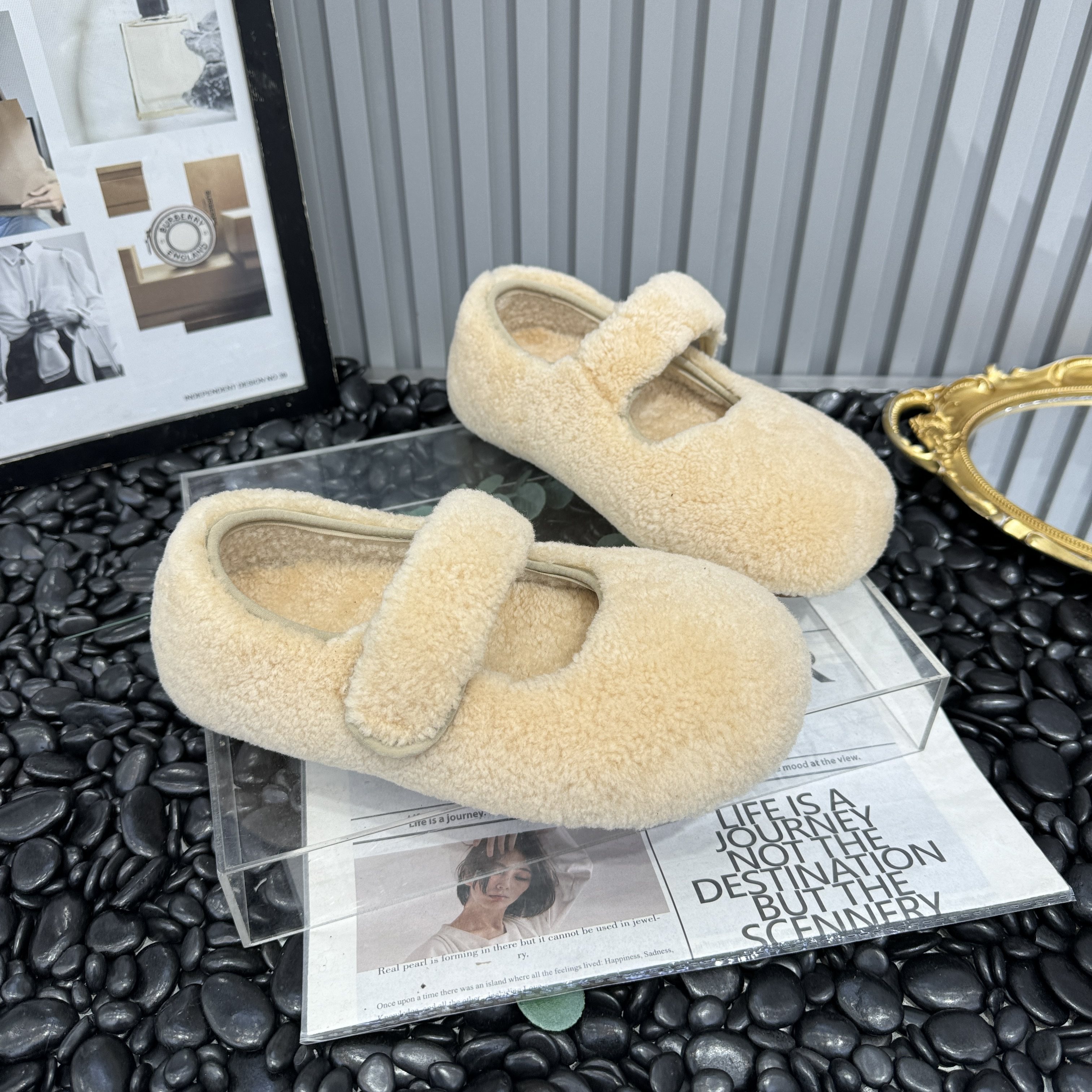 2025新款真皮羊羔毛毛平底平跟内增高百搭女鞋豆豆鞋玛丽珍勃肯鞋,淘宝优惠券,粉丝福利购,淘宝优惠卷