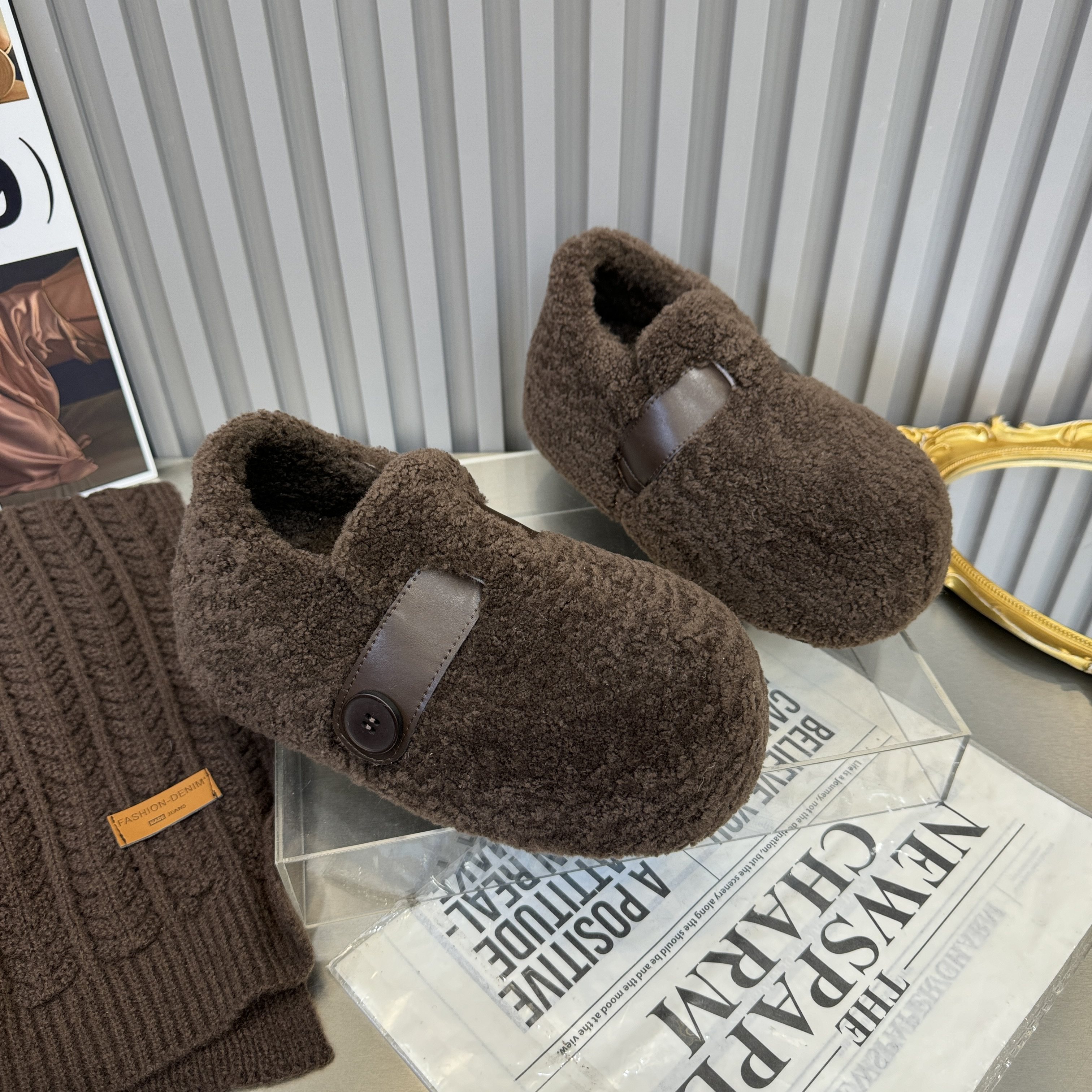 2025冬季新款磨砂真皮平底百搭羊羔毛毛鞋加绒保暖勃肯鞋休闲女鞋,淘宝优惠券,粉丝福利购,淘宝优惠卷