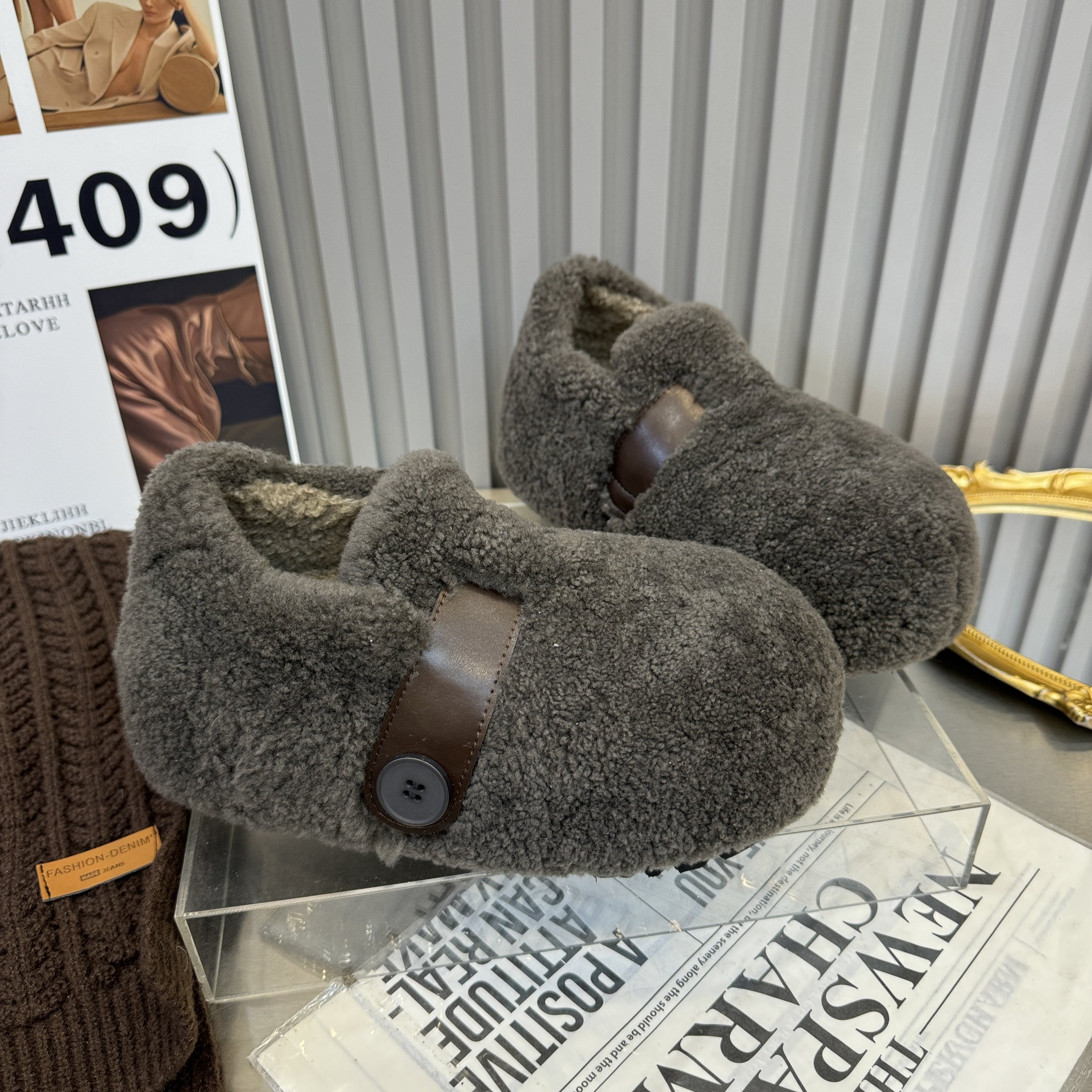 2025冬季新款磨砂真皮平底百搭羊羔毛毛鞋加绒保暖勃肯鞋休闲女鞋,淘宝优惠券,粉丝福利购,淘宝优惠卷