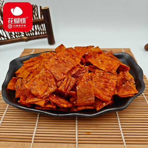 江西萍乡辣片花蝴蝶辣条麻辣豆皮散装蒜香豆干180g老式儿时小零食 - 图1