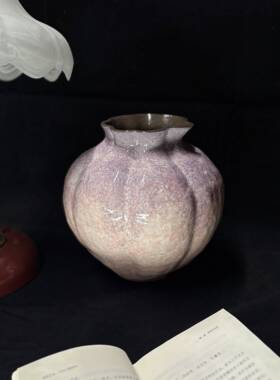 景德镇陶瓷花瓶紫色南瓜鲜花插花