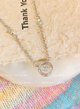 韩版精致圆环吊坠项链女夏季高级感小众轻奢锁骨链超仙气质颈链潮