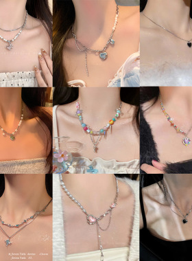 韩版甜酷风辣妹项链小众设计感朋克网红ins气质潮酷百搭毛衣链女