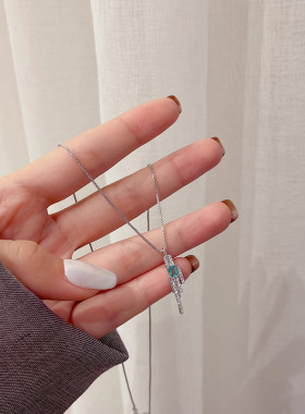 韩国东大门2021新款时尚锆石钛钢项链个性气质锁骨链项饰