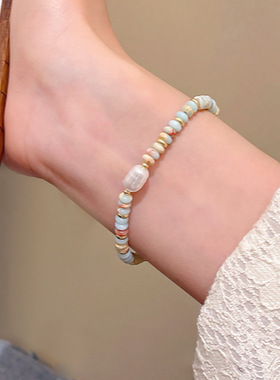 轻奢仿寿山石珍珠手链女轻奢小众精致手串2026年新款潮串珠手饰品