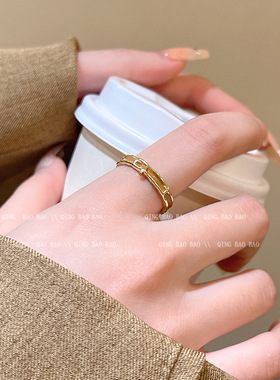 轻奢开口美拉德风戒指女时尚气质百搭高级感小众指环设计感手饰品