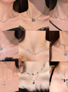 2026年爆款毛衣链轻奢小众珍珠项链女百搭高级感蝴蝶钛钢颈链