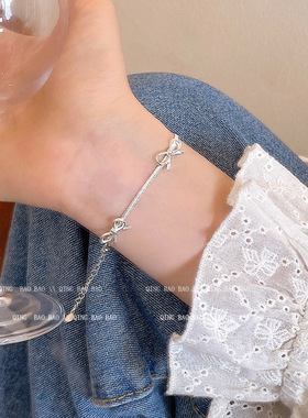 简约银色蝴蝶结设计感手链女时尚轻奢高级感韩国百搭小众手饰