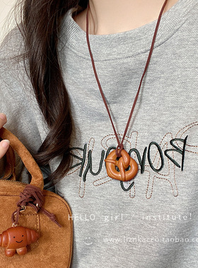 设计感牛角包吊坠项链女时尚气质高级感小众百搭25新款爆款锁骨链