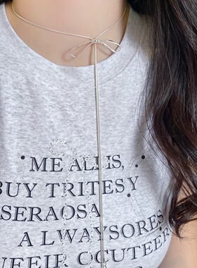 蝴蝶结流苏项链女2025新款轻奢小众设计感可调节长款毛衣链配饰品