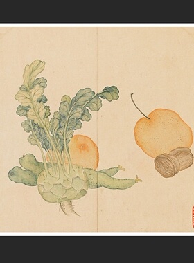 清 汪承霈 花卉杂蔬十二开名家工笔画册微喷复制学习临摹装饰画稿