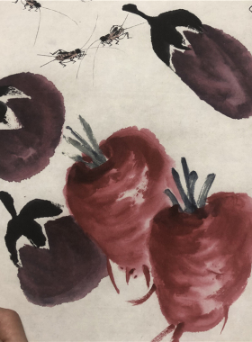 齐白石-蔬菜图 名家字画仿古书画礼品艺术微喷复制装饰画订制挂画