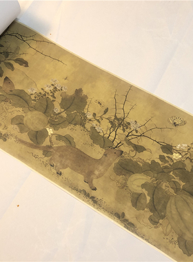 宋 吴炳 写生折枝图 宋画工笔花卉果实昆虫长卷微喷复制学习画稿
