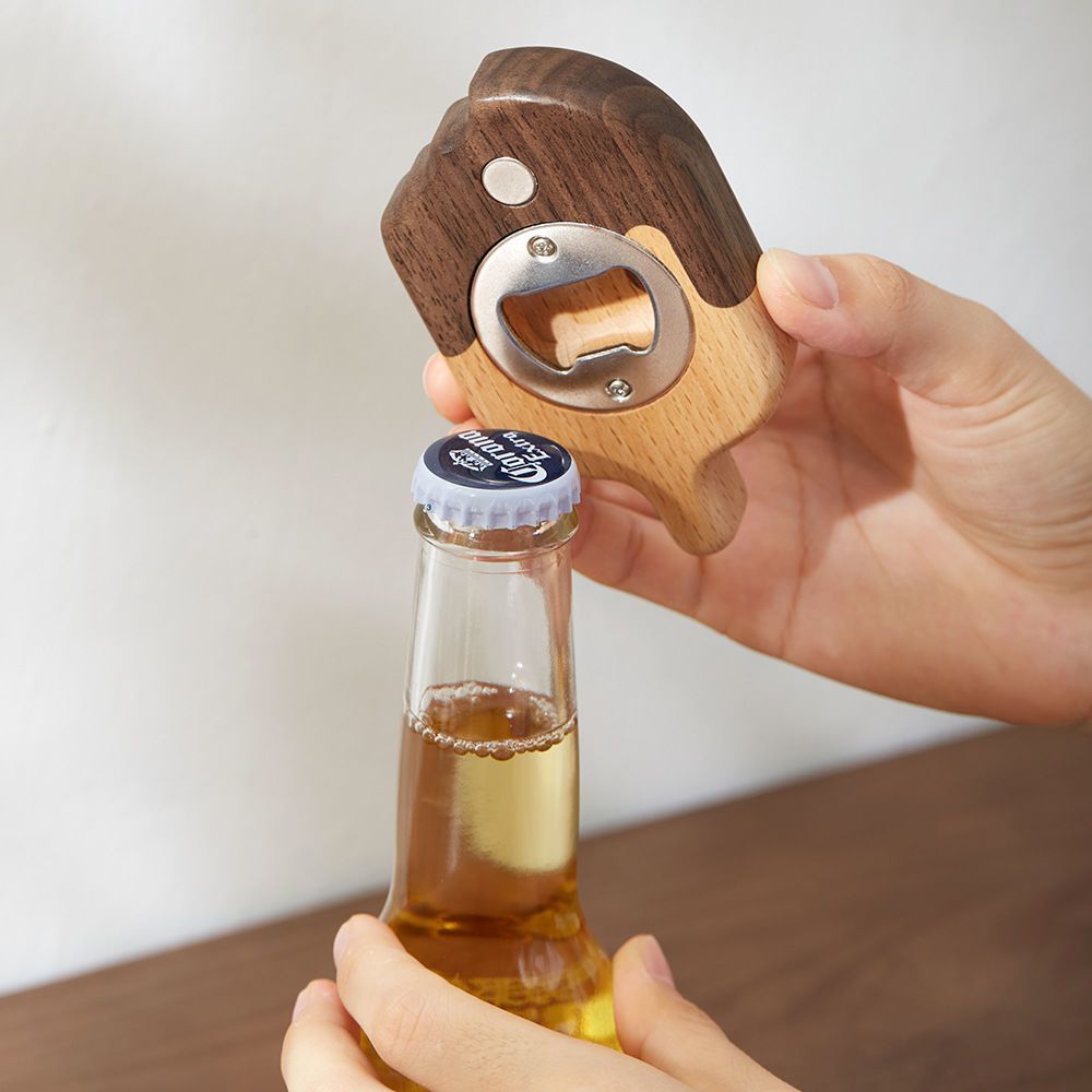 雪糕开瓶器冰箱贴装饰磁贴啤酒扳手启瓶起子个性创意实木质开酒器 - 图1