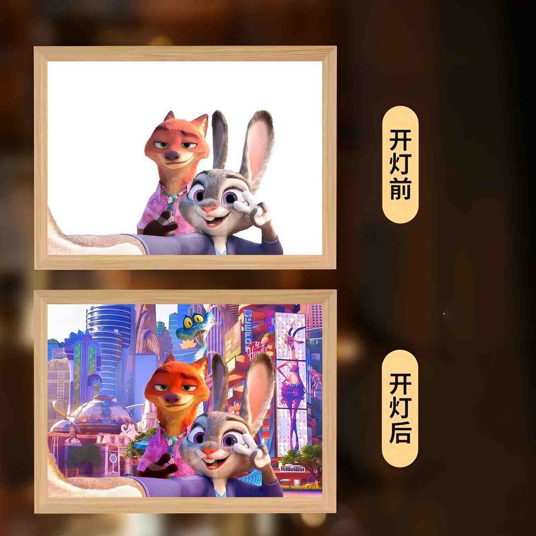 疯狂动物城2朱迪尼克狐尼灯光画ins创意氛围感小夜灯圣诞礼物定制,淘宝优惠券,粉丝福利购,淘宝优惠卷