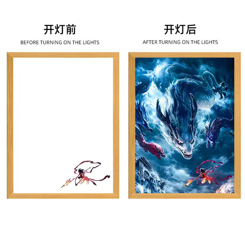 哪吒二2灯光画敖丙光申公豹装饰相框魔童闹海动漫小夜灯来图定制,淘宝优惠券,粉丝福利购,淘宝优惠卷