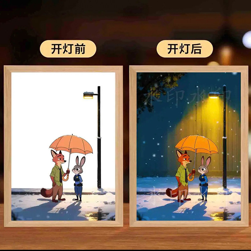 疯狂动物城2朱迪尼克狐尼灯光画ins创意氛围感小夜灯圣诞礼物定制,淘宝优惠券,粉丝福利购,淘宝优惠卷