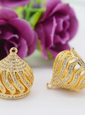 diy925银微镶锆石流苏珍珠项链