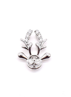 diy镀银微镶鹿角一路有你项链坠