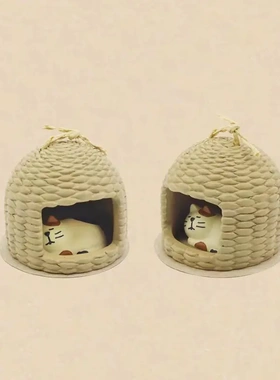 篮子睡猫ZAKKA送女朋友礼物INS笼子微缩场景汽车装饰树脂公仔摆件