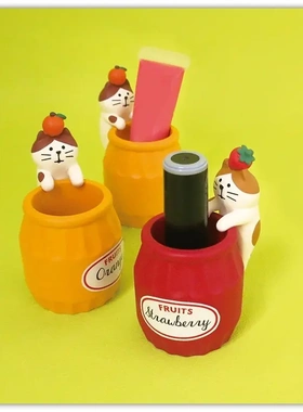 ZAKKA香蕉猫便签夹草莓笔筒唇膏回形针印章收纳罐INS工艺品小摆件