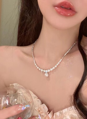 碎银子强光渐变珍珠项链