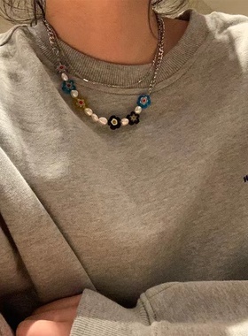 彩色串珠设计感卫衣项链