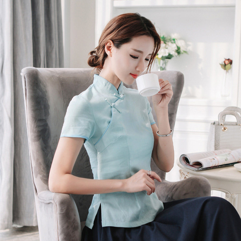 茶服女裙套装中国风文艺棉麻旗袍 coopular上衣