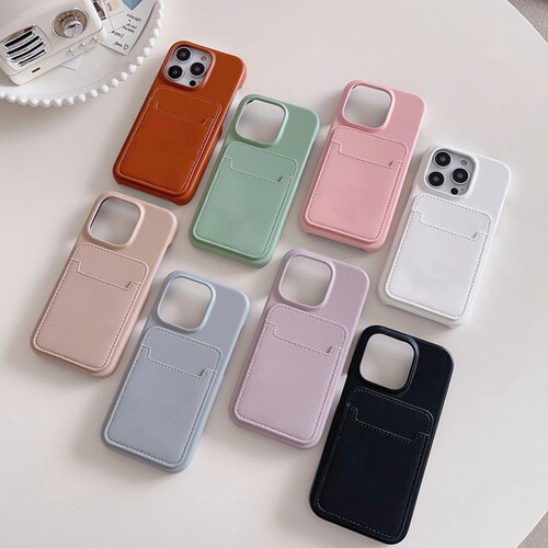 隔层卡槽适用iphone16pro手机壳ip13苹果15plus可放卡卡包11照片卡夹14promax素皮皮革iph卡套地铁12新款外壳 - 图1