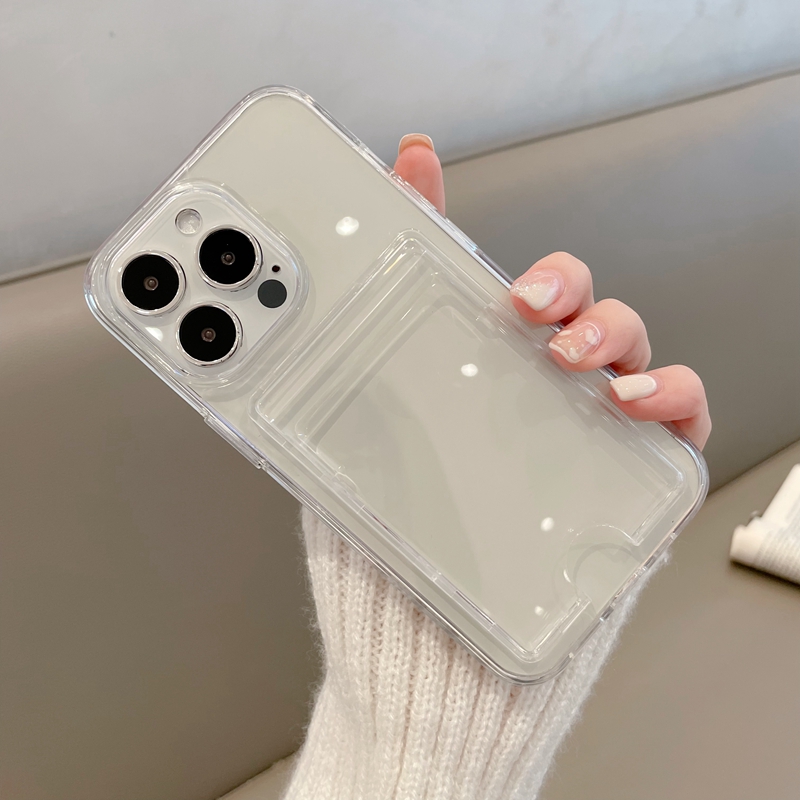 隔层卡包适用iphone16plus手机壳可放证件14promax苹果15插卡卡套13pro放小卡带卡槽12照片卡夹11透明亚克力i - 图1