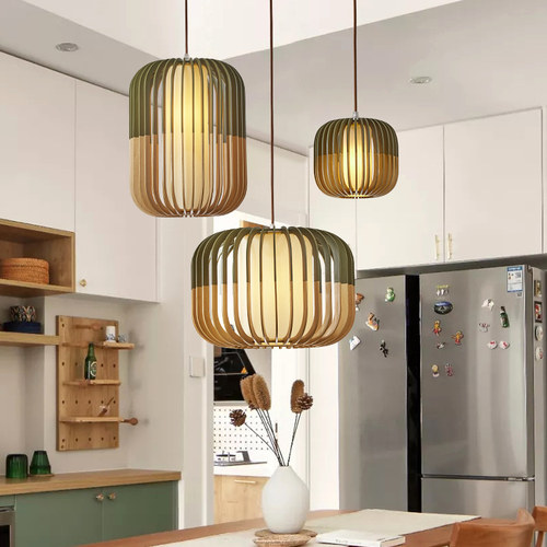 餐厅灯木艺北欧吧台吊灯简约现代创意个性网红灯店铺商用实木灯具 - 图0