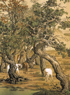 清朗世宁百骏图画名人名画仿古画