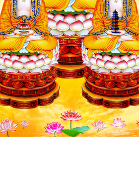 三宝佛三世佛卷轴挂画装饰画