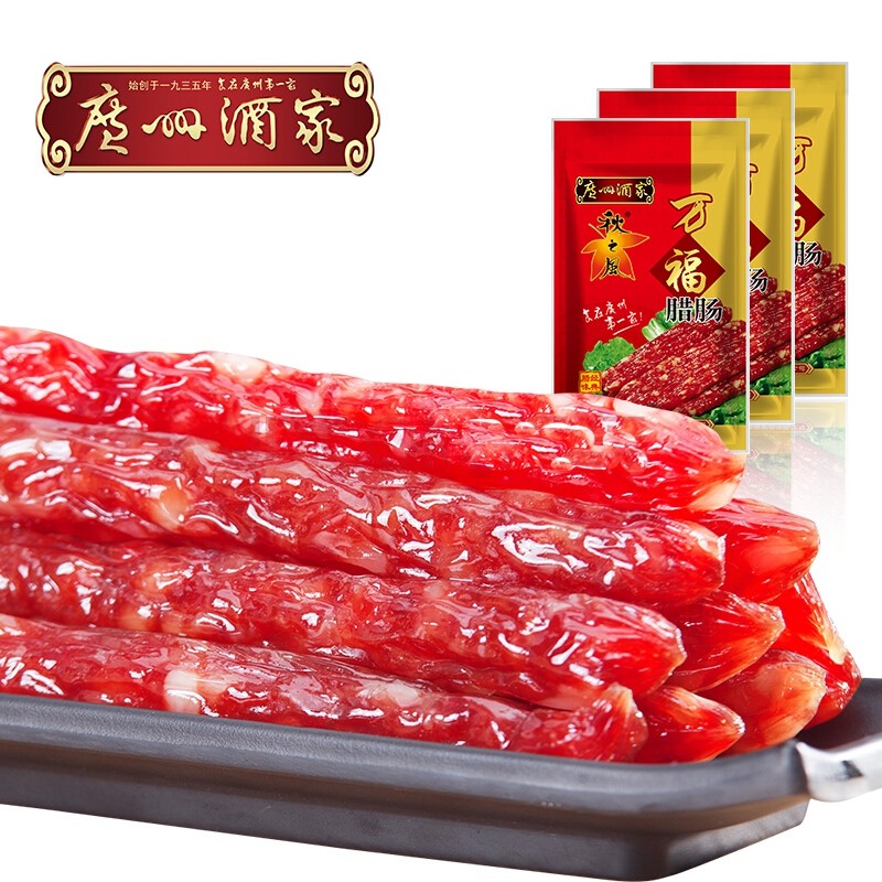 广州酒家秋之风万福腊肠400g袋装六分瘦广式香肠广东特产腊味年货 - 图0