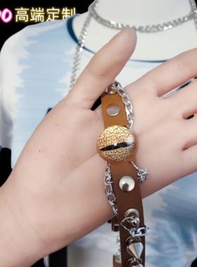 SADO高端定制恶魔之眼项圈女颈带小狗女m刻字定制k8k9choker皮革