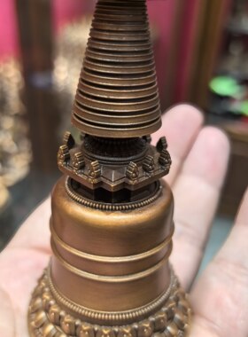 噶当塔/佛塔/供塔/嘎裆塔/菩提塔/吉祥塔/舍利塔10cm紫铜佛堂摆件
